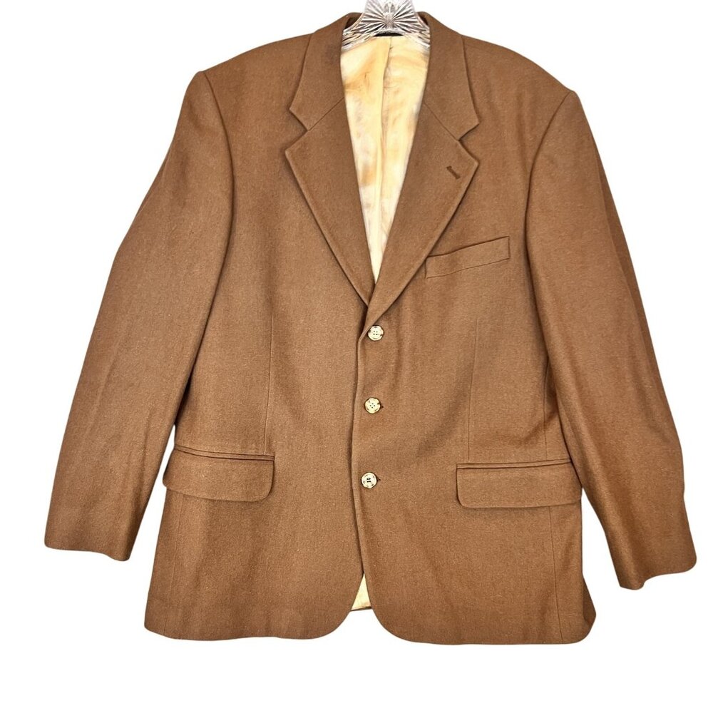 Oscar de la Renta Mens 42R Blazer Brown Wool Cashmere Blend Sport Coat Jacket - Picture 6 of 16
